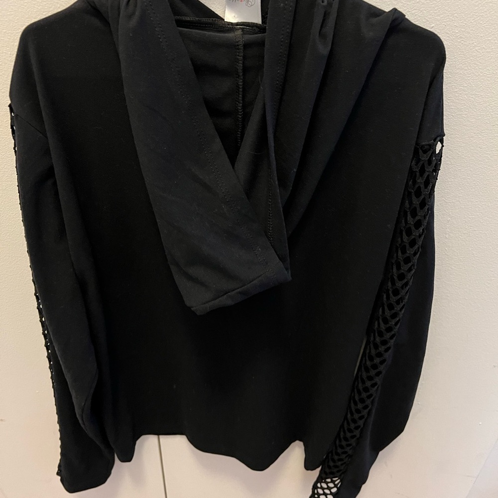 Girls Suzette Collection long sleeve hooded shirt with arm detail - Picture 3 of 5